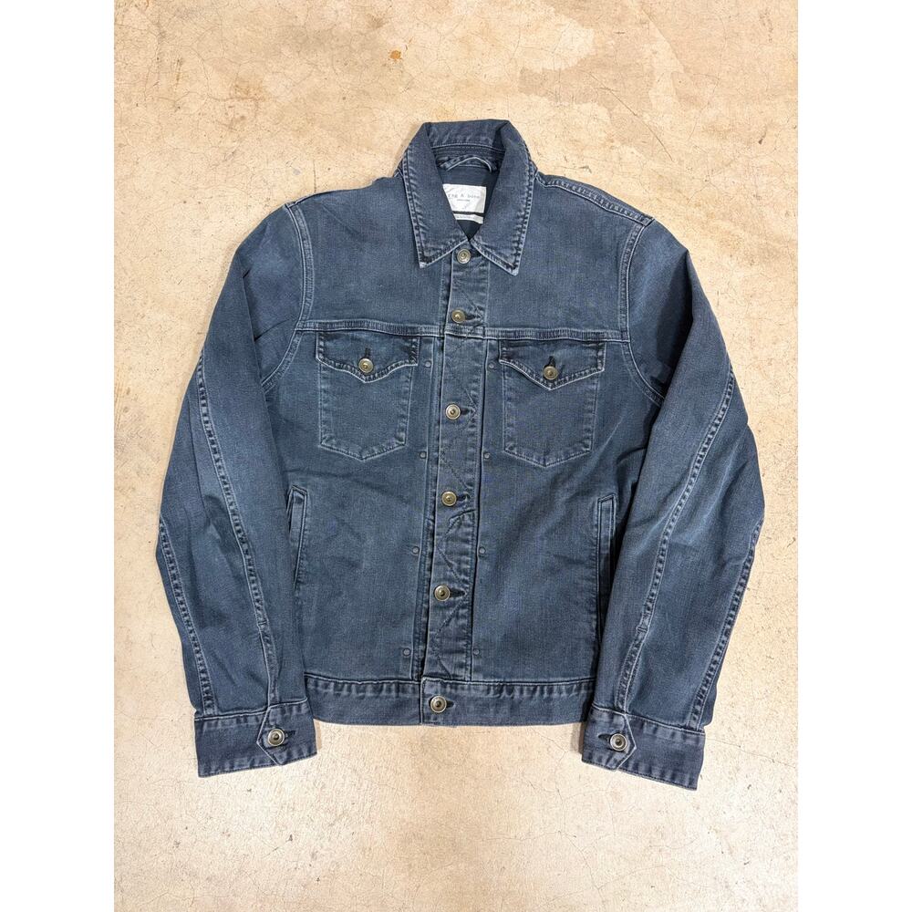 Rag & Bone Men's Definitive Denim Trucker Jacket - Minna Dark Indigo Wash - M